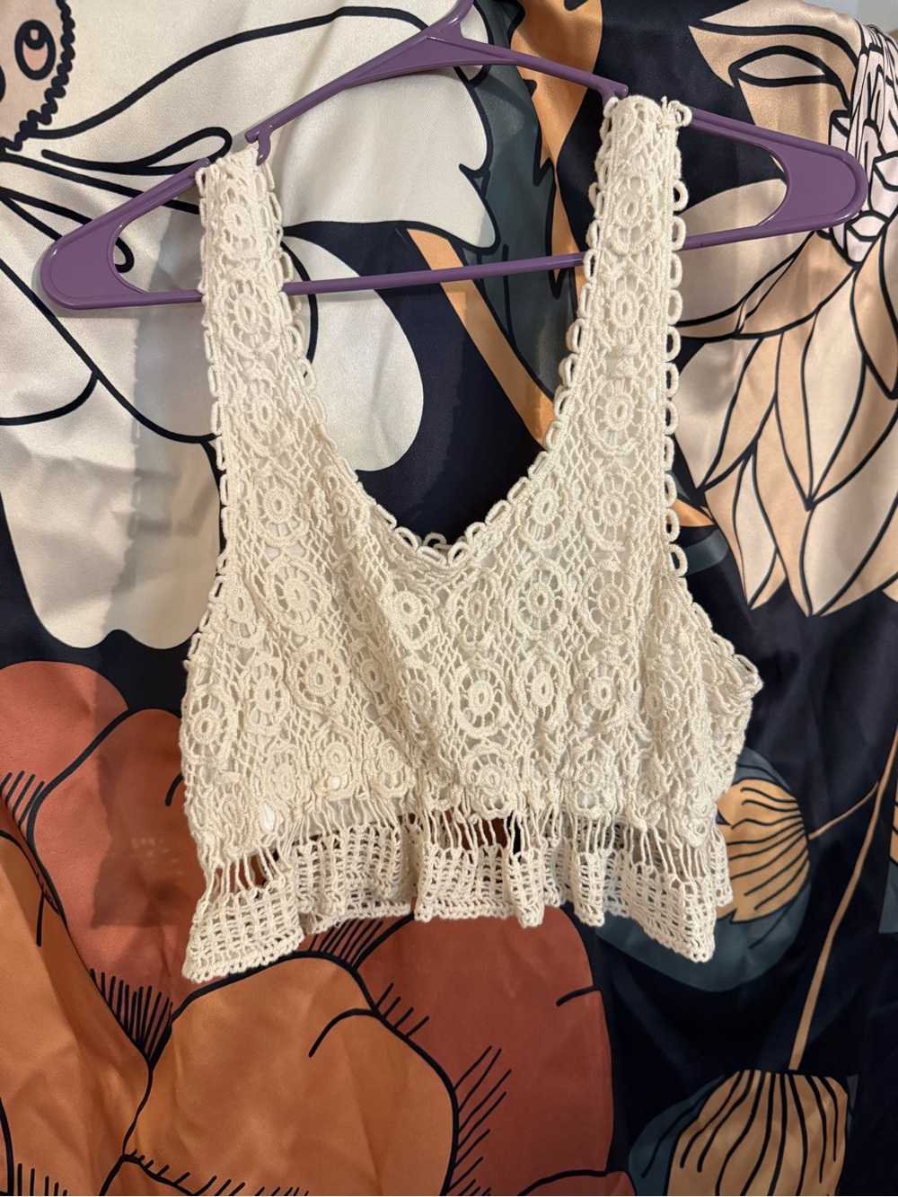 Crochet Lace Tank Top - Cream Women's Crop Top